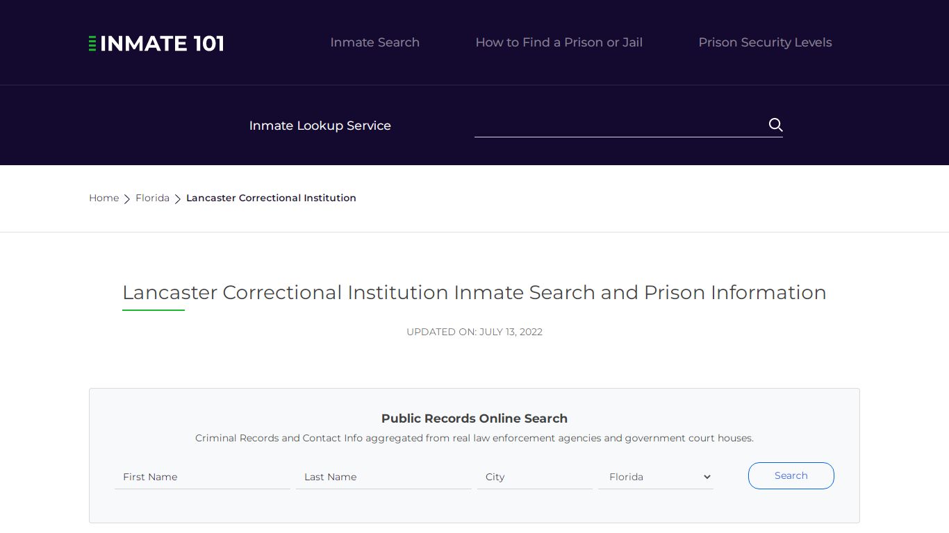 Lancaster Correctional Institution Inmate Search and Prison Information
